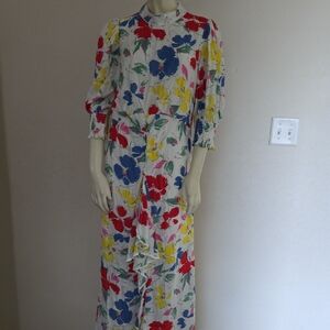 Vibrant Floral Long Sleeve Dress